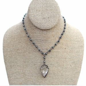 Hematite beaded chain with quartz Arrowhead